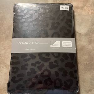 Black leopard print MacBook case